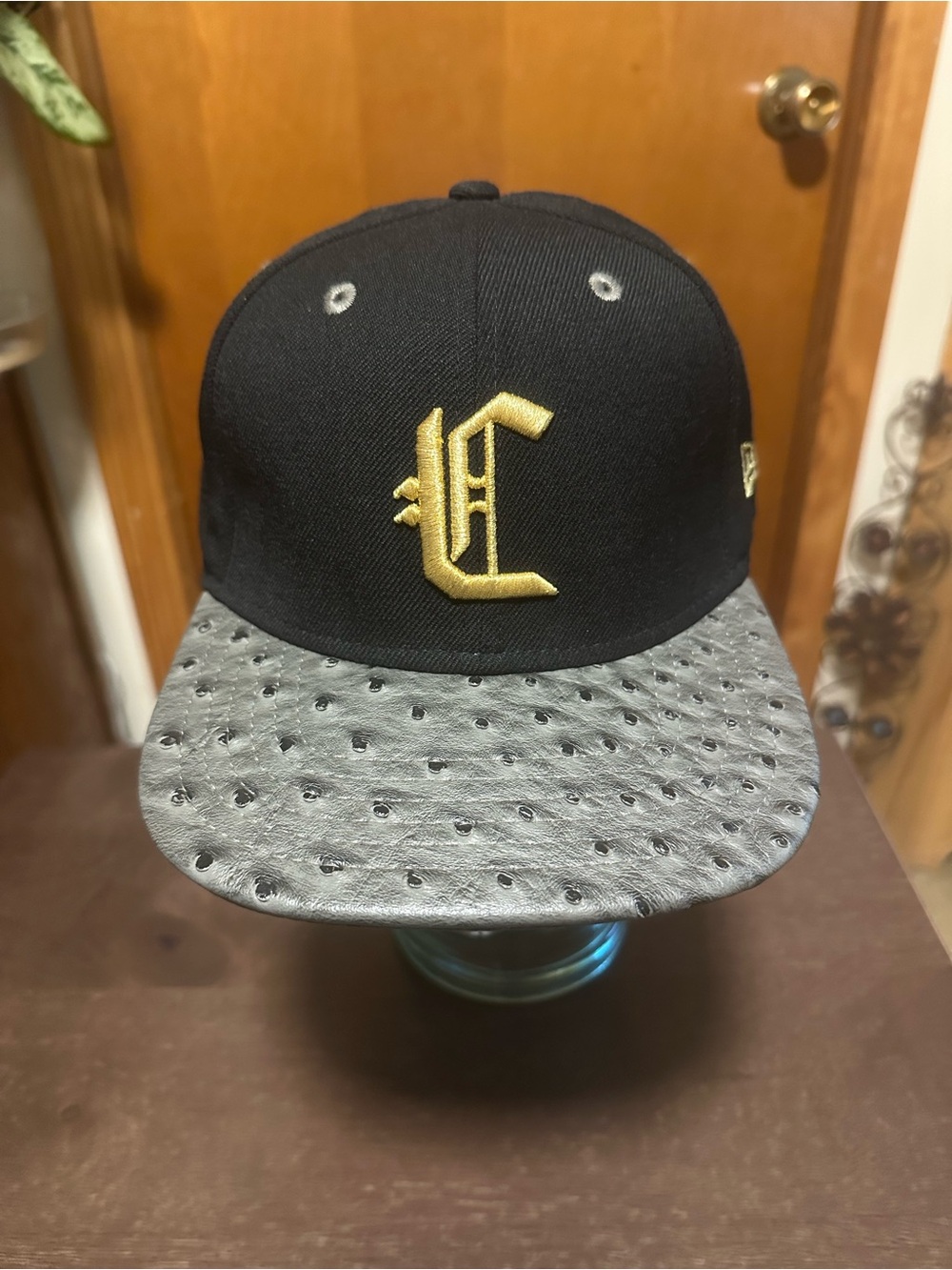 Crooks & Castles New Era Embroidered Letter C Snapback Hat with Ostrich Brim